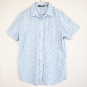Travis‎ Mathew Shirt Mens Medium Casual Pocket Button Up Blue Short Sleeve
